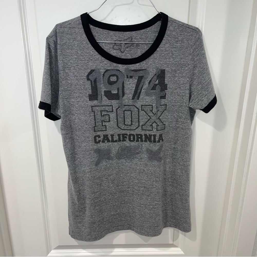Fox racing 1974 California Women's graphic T-shirt Gray Size M short sleeves